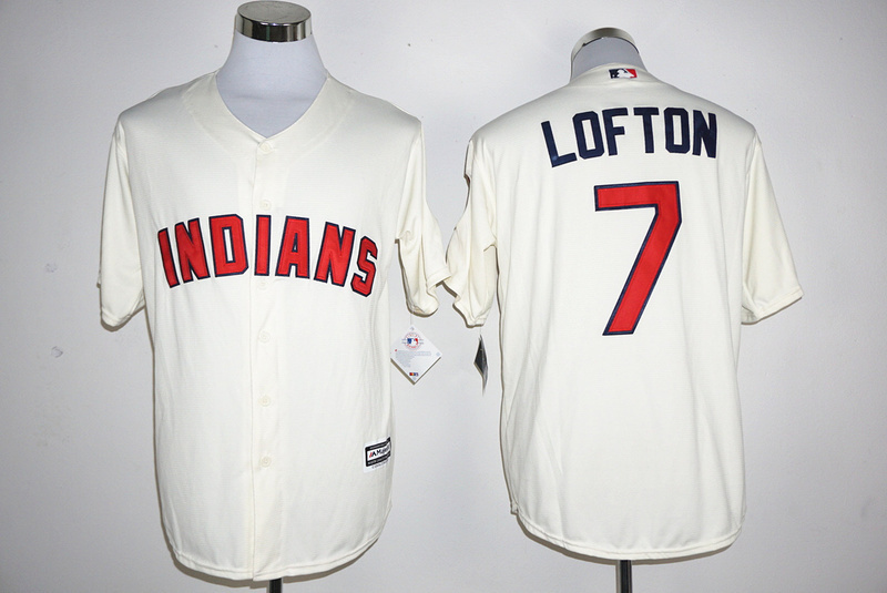 Majestics MLB Cleveland Indians #7 Lofton Cream Jersey