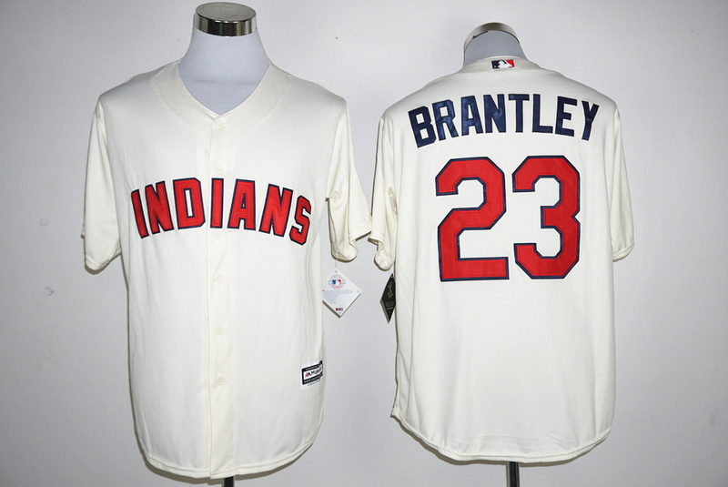 Majestics MLB Cleveland Indians #23 Brantley Cream Jersey