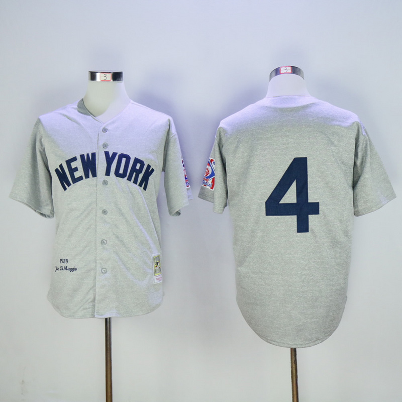 MLB New York Yankees #4 Lou Gehrig Grey Jersey