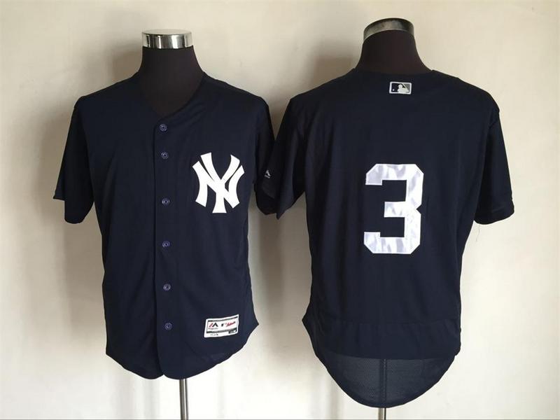 Majestics MLB New York Yankees #3 Ruth D.Blue Elite Jersey