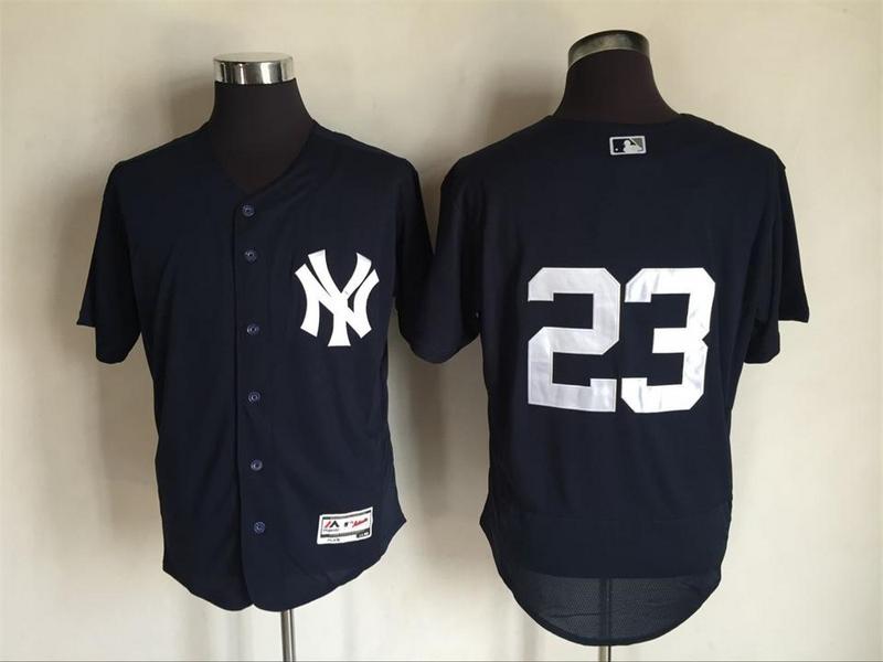 Majestics MLB New York Yankees #23 Don Mattingly D.Blue Elite Jersey