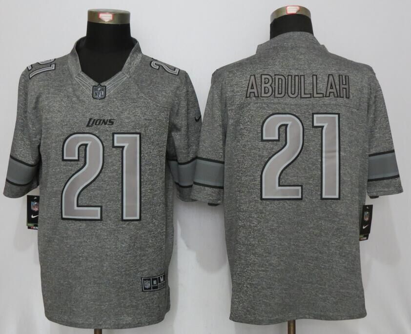New Nike Detroit Lions 21 Abdullah Gray Mens Stitched Gridiron Gray Limited Jersey