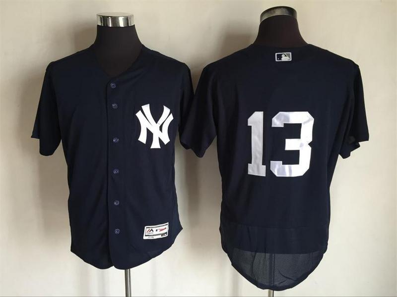 Majestics MLB New York Yankees #13 Rodriguez D.Blue Elite Jersey