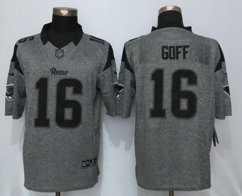 New Nike Los Angeles Rams 16 Goff Gray Mens Stitched Gridiron Gray Limited Jersey  