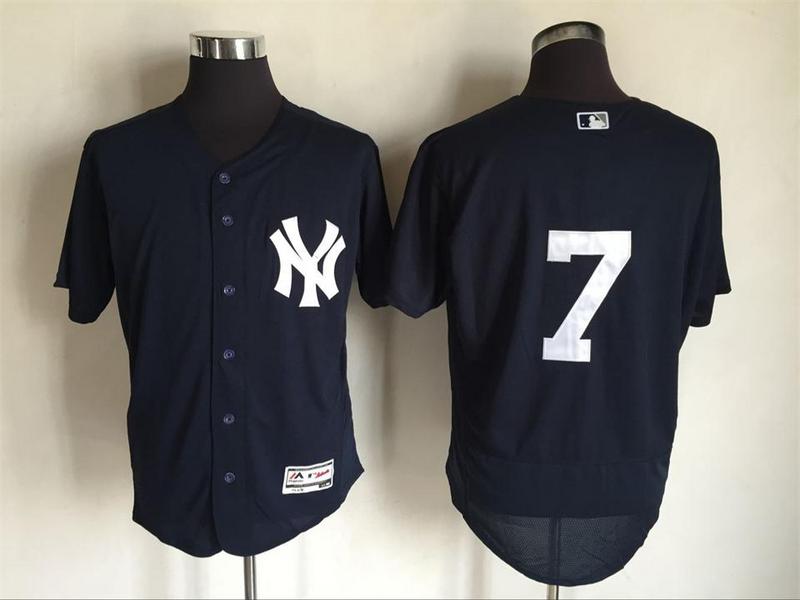 Majestics MLB New York Yankees #7 Mantle D.Blue Elite Jersey