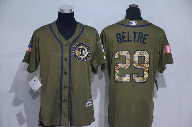 Womens MLB Texas Rangers #29 Beltre Green Salute to Service Jersey