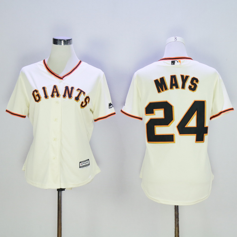 Womens MLB San Francisco Giants #24 Mays Cream Jersey