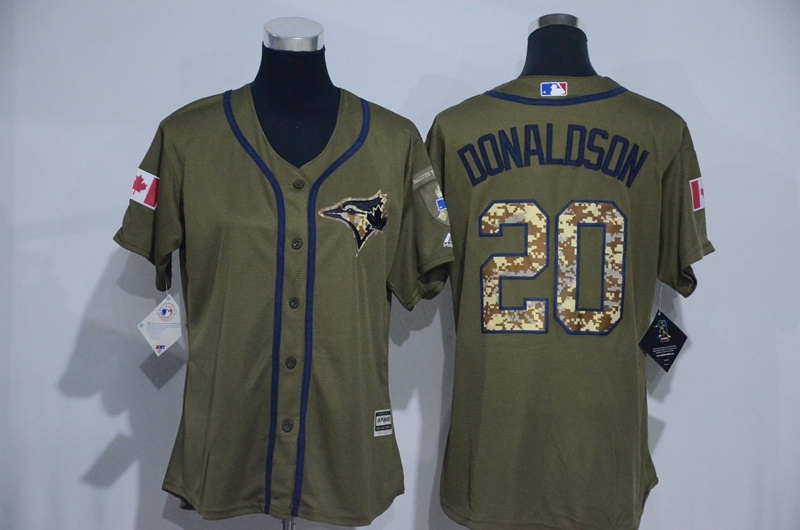 Womens MLB Toronto Blue Jays #20 Donaldson Green Salute to Service Jersey