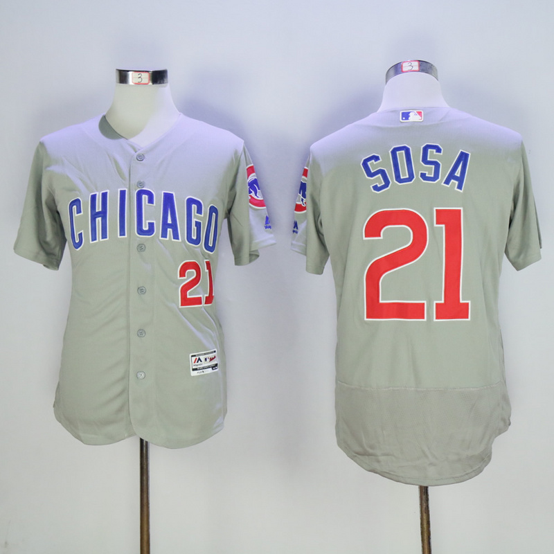 MLB Chicago Cubs #21 Sosa Grey Elite Jersey