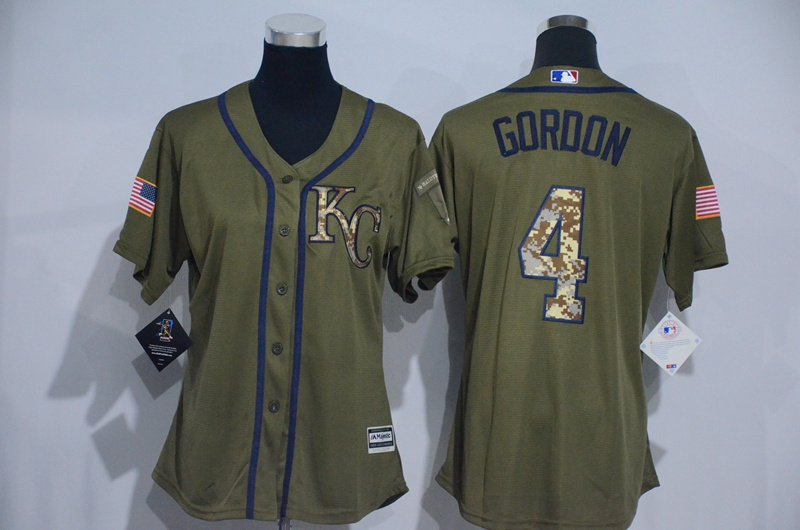 Womens MLB Kansas City Royals #4 Gordon Green Salute to Service Jersey