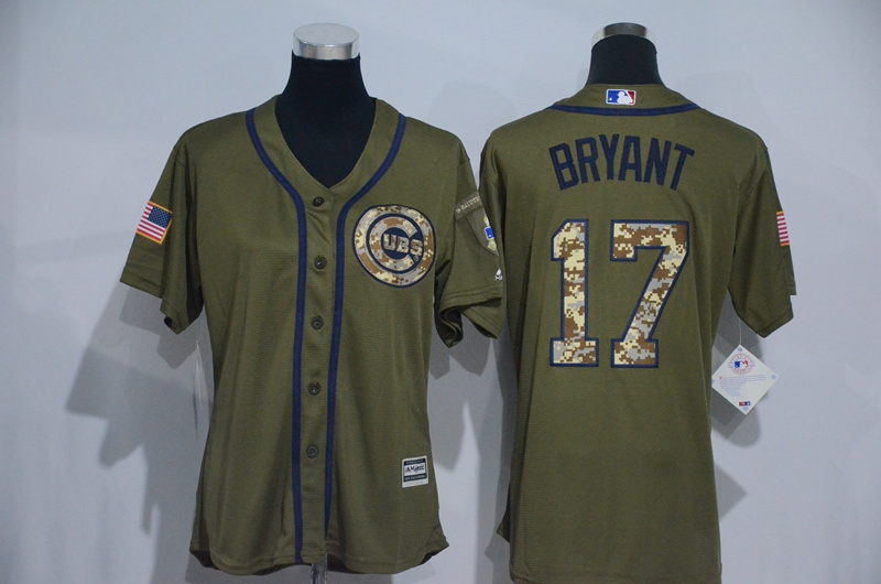 Womens MLB Chicago Cubs #17 Bryant Green Salute to Service Jersey