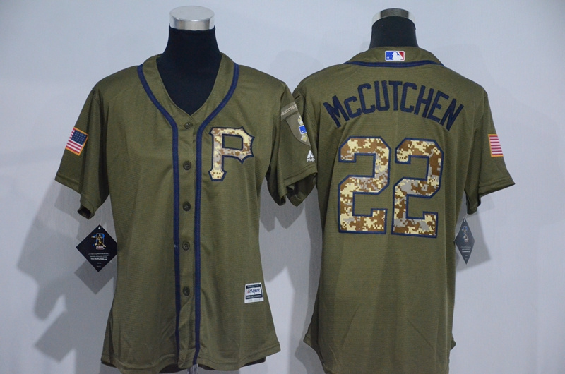 Womens MLB Pittsburgh Pirates #22 McCutchen Green Salute to Service Jersey