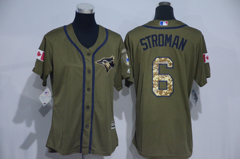 Womens MLB Toronto Blue Jays #6 Stroman Green Salute to Service Jersey