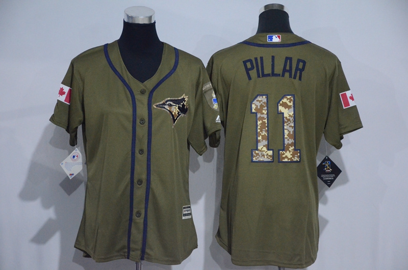 Womens MLB Toronto Blue Jays #11 Pillar Green Salute to Service Jersey