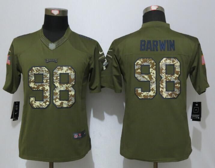 Women Nike Philadelphia Eagles 98 Barwin Green Salute To Service Limited Jersey