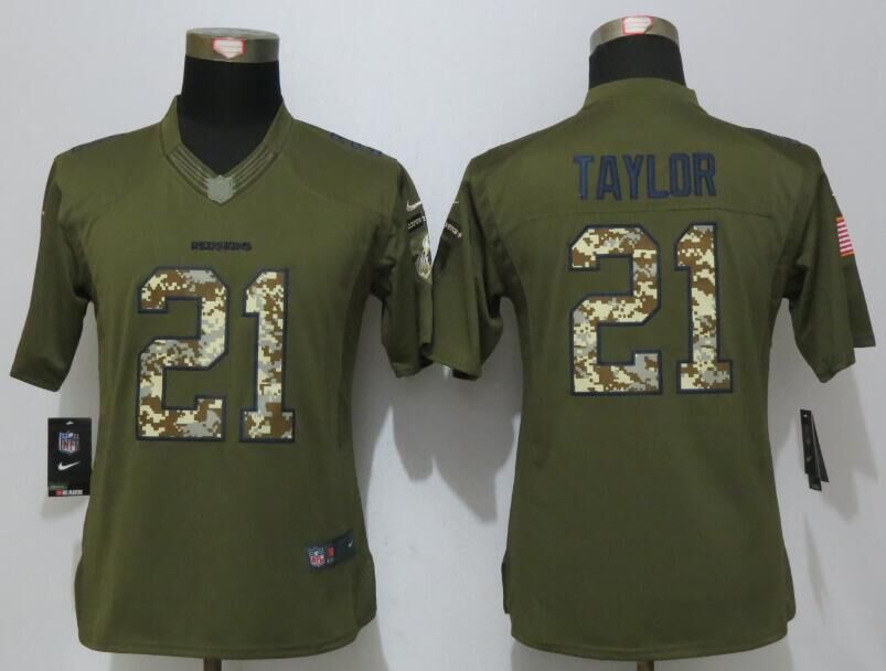 Women New Nike Washington Redskins 21 Taylor Green Salute To Service Limited Jersey