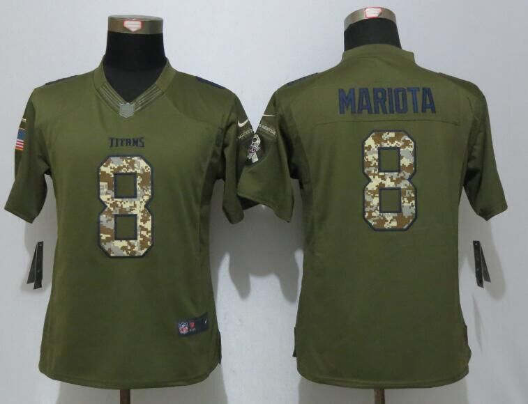 Women Nike Tennessee Titans 8 Mariota Green Salute To Service Limited Jersey