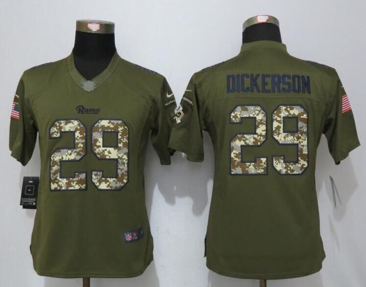 Women New Nike St.Louis Rams 29 Dickerso Green Salute To Service Limited Jersey 