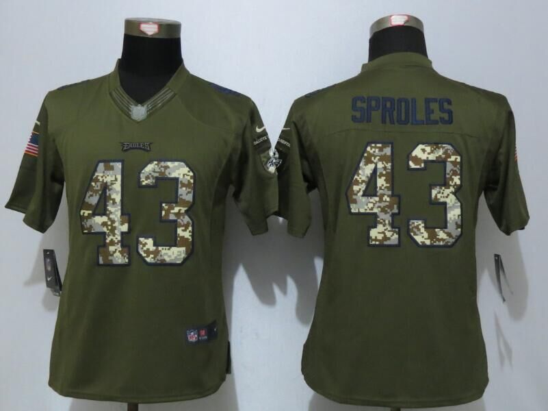 Women Nike Philadelphia Eagles 43 Sproles Green Salute To Service Limited Jersey