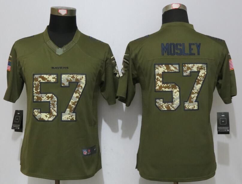 Women New Nike Baltimore Ravens 57 Mosley Green Salute To Service Limited Jersey