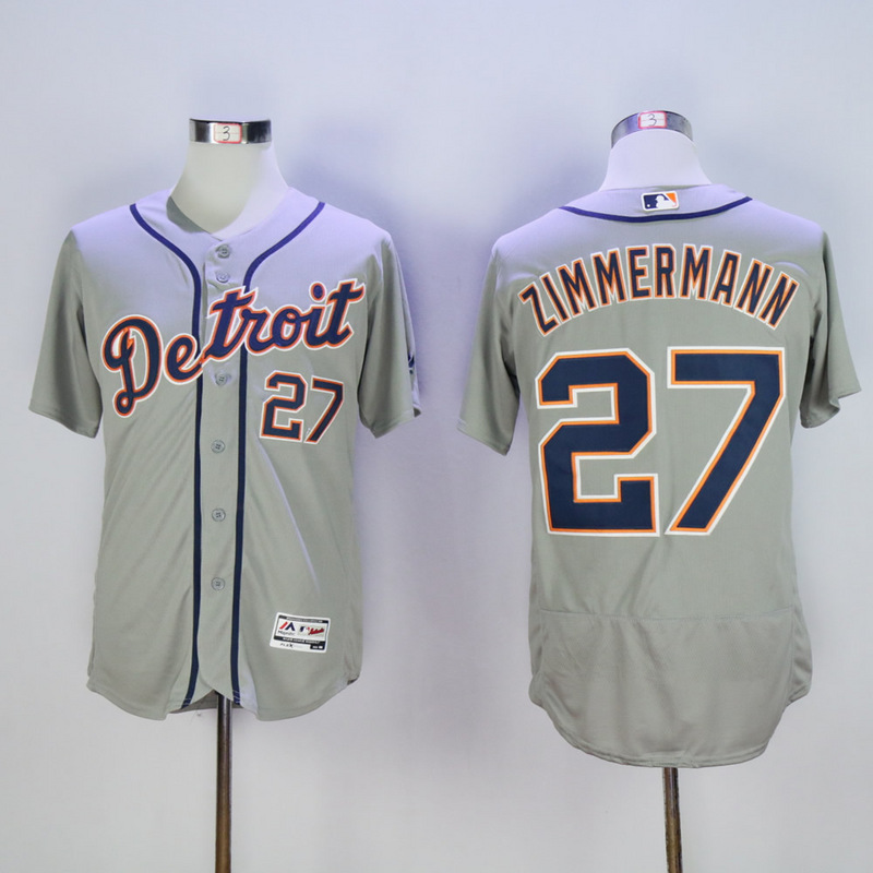 MLB Detroit Tigers #27 Zimmermann Grey Jersey