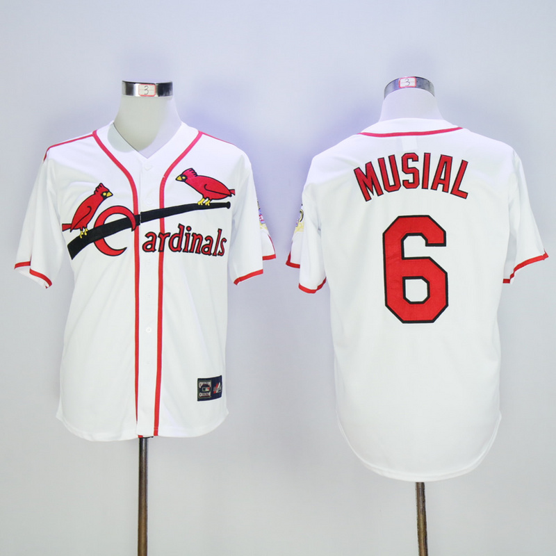 MLB St. Louis Cardinals #6 Musial White Throwback Jersey