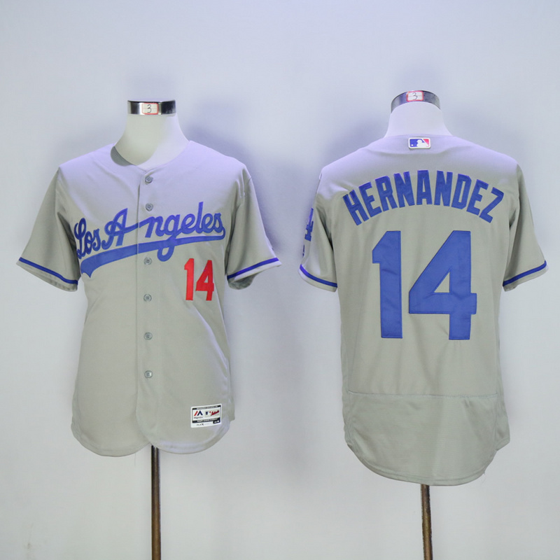 MLB Los Angeles Dodgers #14 Hernandez Grey Jersey