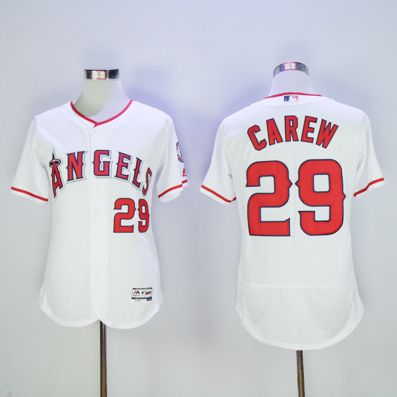 Majestics MLB Los Angeles Angels #29 Carew White Jersey