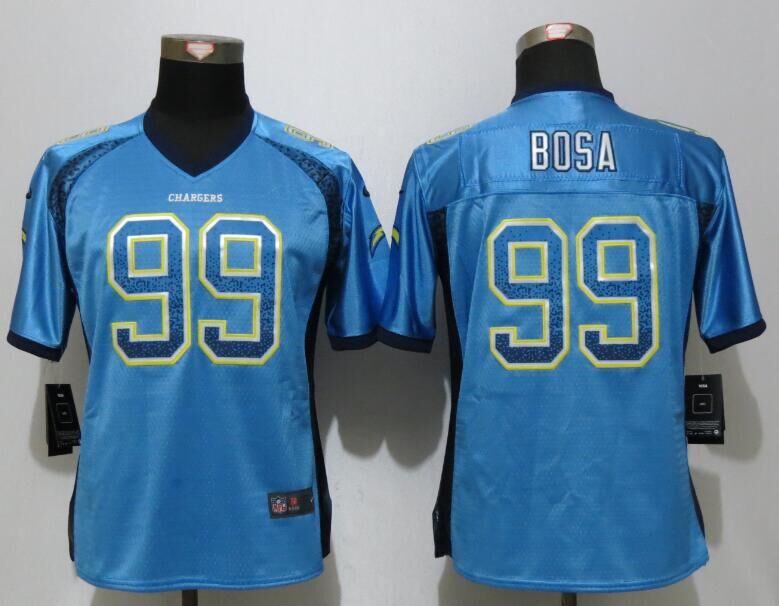 Women NEW Nike Dallas Chargers 99 Bosa Drift Fashion Blue Elite Jersey