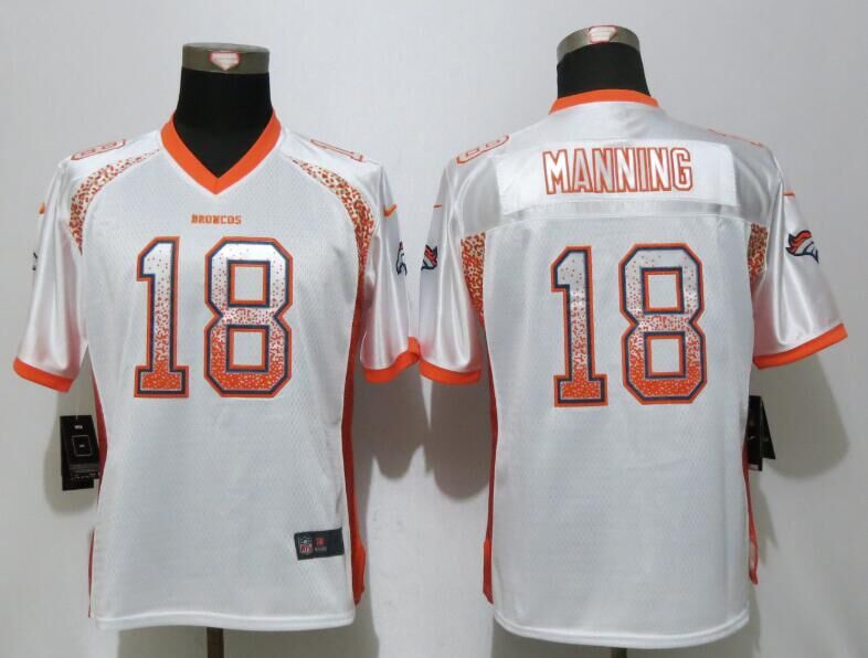 Women NEW Nike Denver Broncos 18 Manning Drift Fashion White Elite Jersey