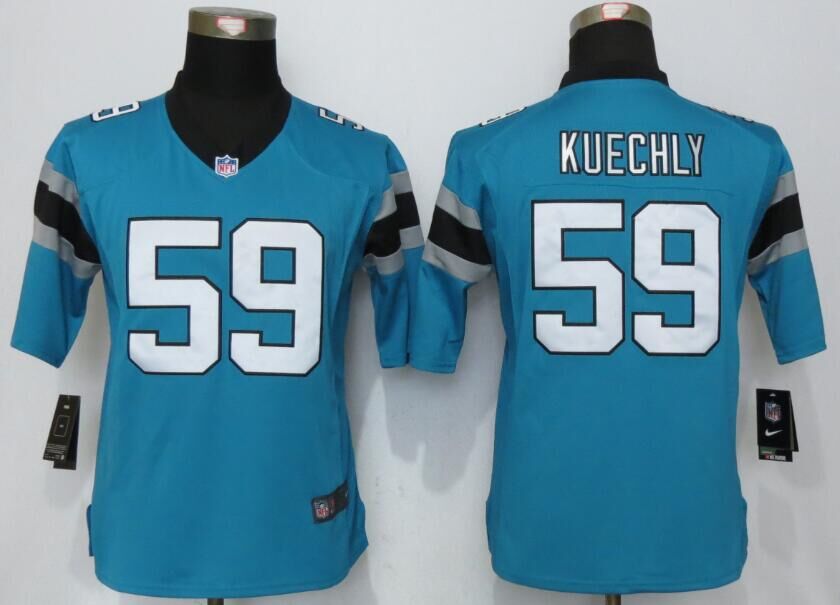 Women Nike Carolina Panthers 59 Kuechly Blue Limited Jersey