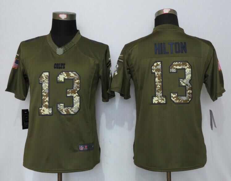 Women New Nike Indianapolis Colts 13 Hilton Green Salute To Service Limited Jersey