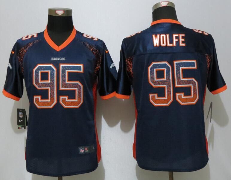 Women NEW Nike Denver Broncos 95 Wolfe Drift Fashion Blue Elite Jersey
