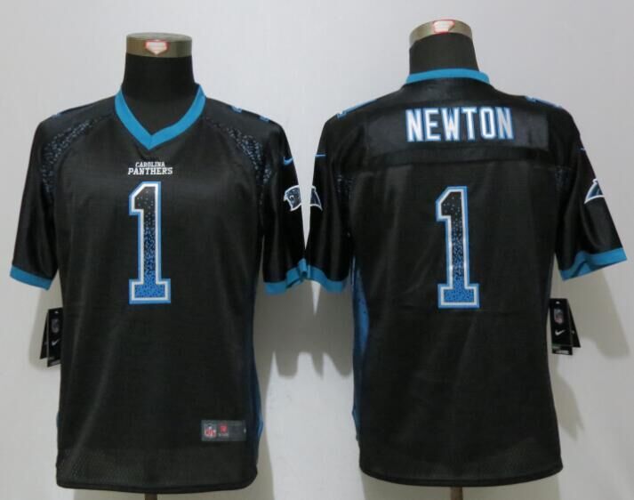 Women NEW Nike Carolina Panthers 1 Newton Drift Fashion Black Elite Jersey