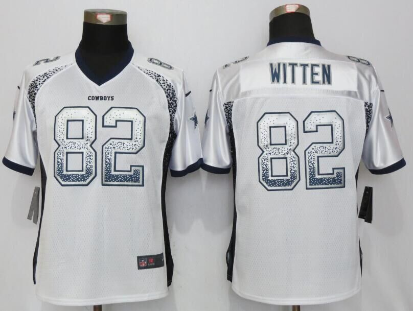 Women NEW Nike Dallas cowboys 82 Witten Drift Fashion White Elite Jersey