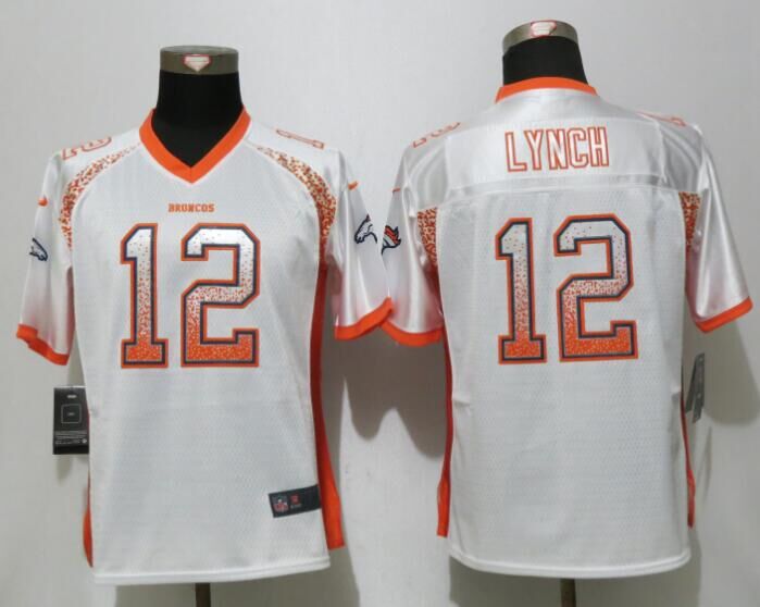 Women NEW Nike Denver Broncos 12 Lynch Drift Fashion White Elite Jersey