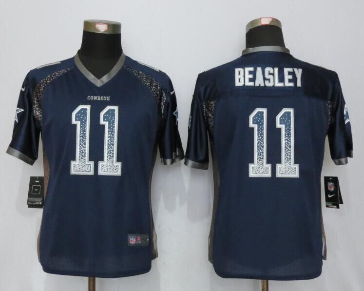 Women NEW Nike Dallas cowboys 11 Beasley Drift Fashion Blue Elite Jersey