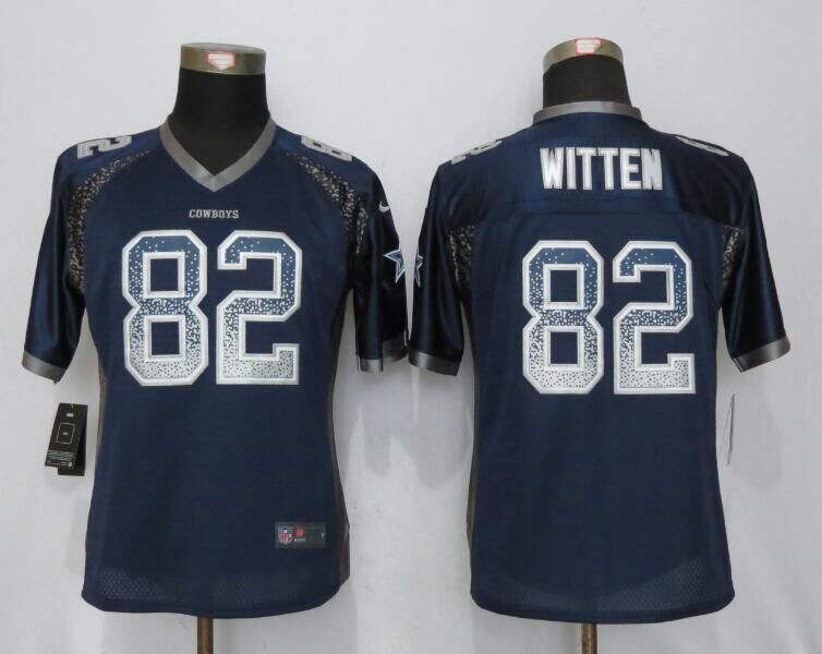 Women NEW Nike Dallas cowboys 82 Witten Drift Fashion Blue Elite Jersey