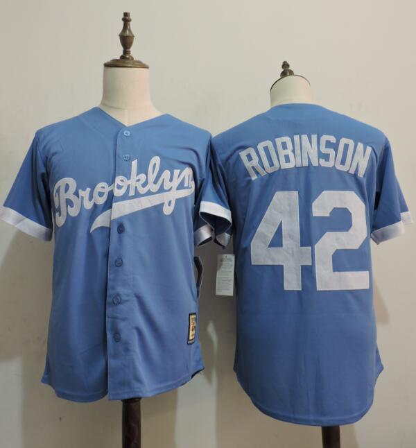 MLB Brooklyn Dodgers #42 Robinson Blue Throwback Jersey