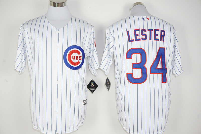 MLB Chicago Cubs #34 Lester White 100th Jersey