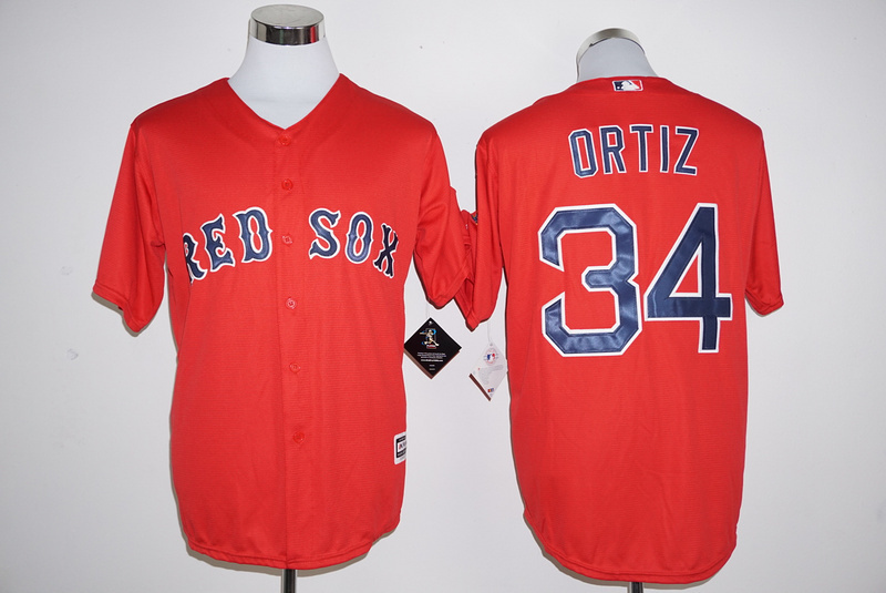 Majestic MLB Boston Red Sox #34 Ortiz Red Retirement Jersey