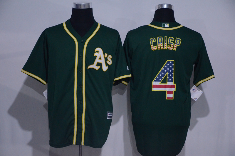 MLB Oakland Athletics #4 Crisp Green US Flag Jersey