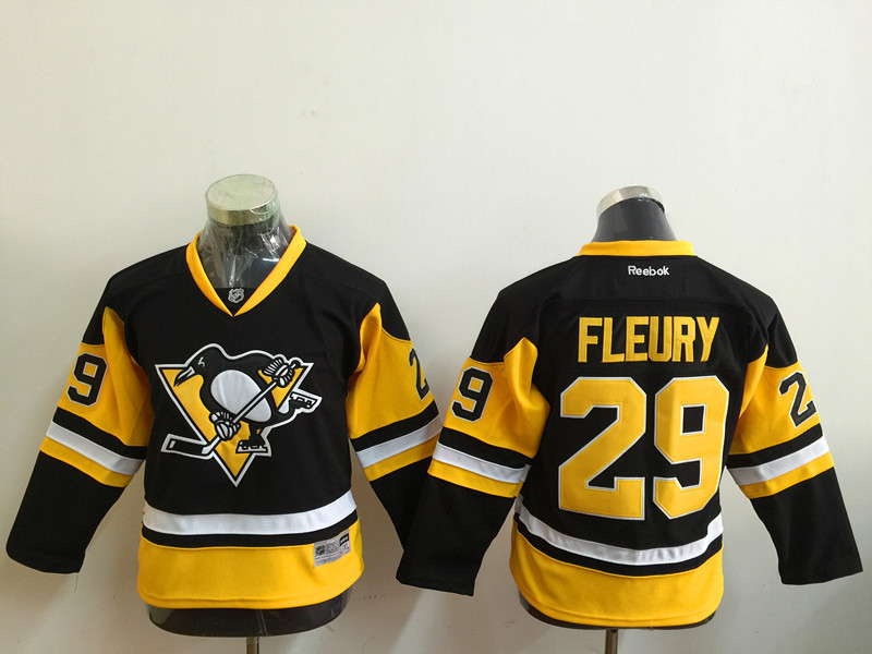 NHL Pittsburgh Penguins #29 Fleury Black Kids Jersey