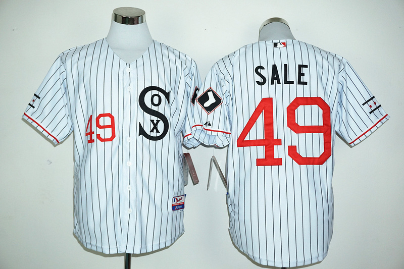 Majestic MLB Chicago Whie Sox #49 Sale White Pinstripe Jersey