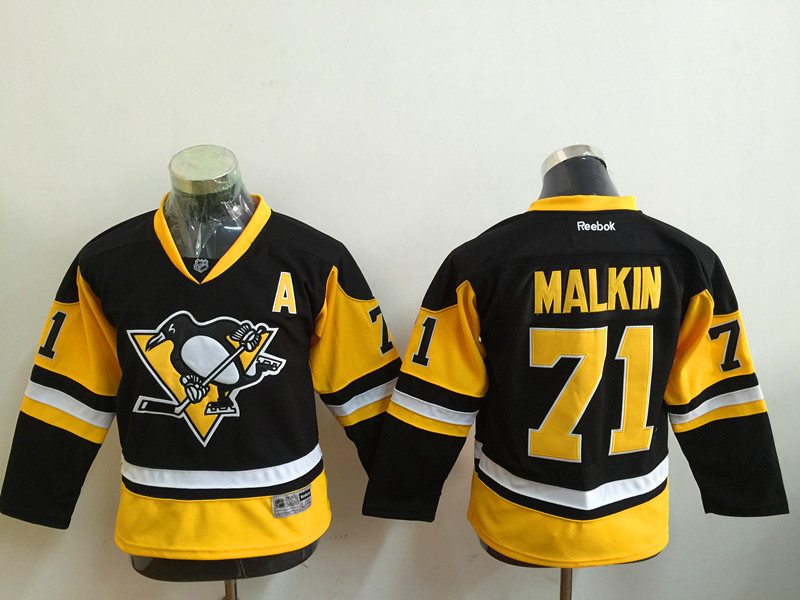 NHL Pittsburgh Penguins #71 Malkin Black Kids Jersey