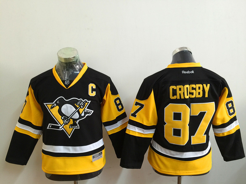 NHL Pittsburgh Penguins #87 Crosby Black Kids Jersey