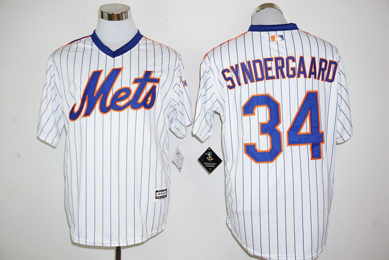 MLB New York Mets #34 Syndergaard White Pullover Jersey with 25th Anniversary Patch