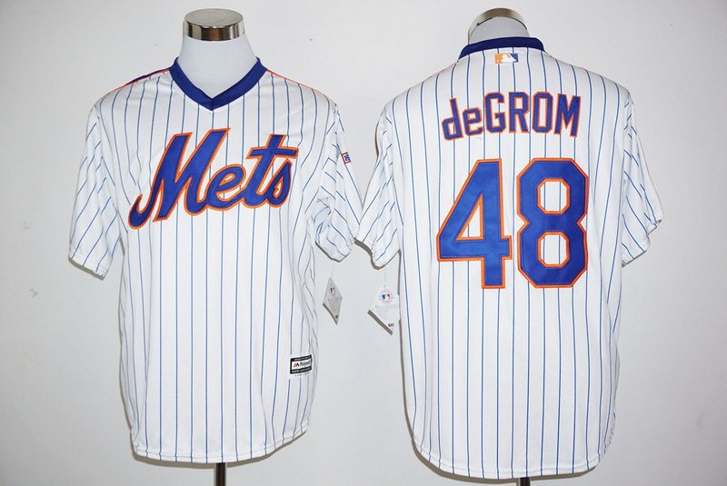MLB New York Mets #48 deGROM White Pullover Jersey with 25th Anniversary Patch