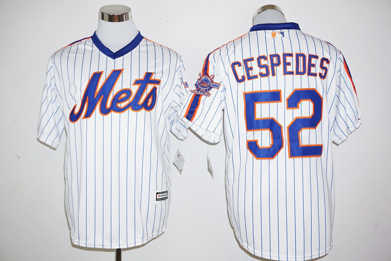 MLB New York Mets #52 Cespedes White Pullover Jersey with 25th Anniversary Patch