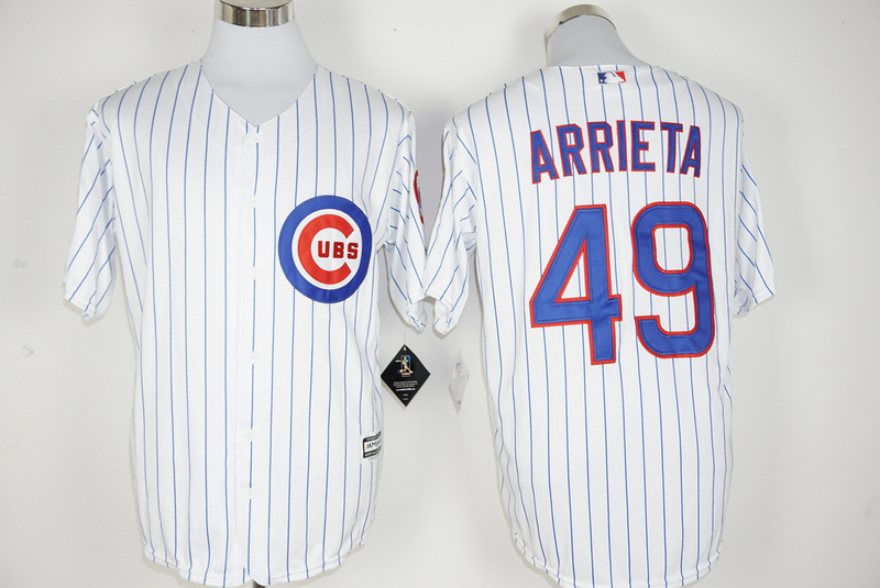 MLB Chicago Cubs #49 Arrieta White 100th Jersey